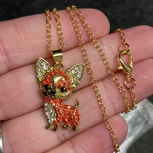 Cute Blingy Chihuahua Dog Necklace Pendant Jewelry
